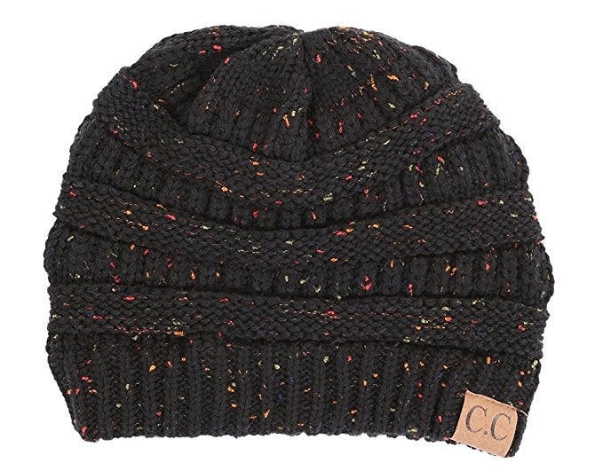 Confetti Knit Beanie Bundle (2 Pack) - Slouchy Pom Pom Hat In Taupe & Oatmeal For Winter Warmth - View #2