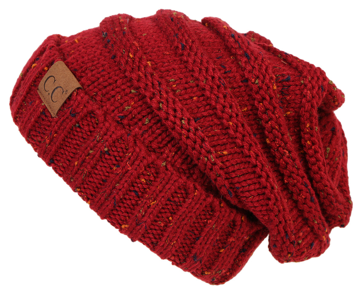 CC exclusives burgundy wool hat F21BX2 C.C Oversized solid thick knit beanie hat Burgundy main image 3