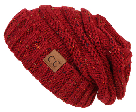 C.C Exclusives Oversized Slouchy Beanie - Confetti Burgundy